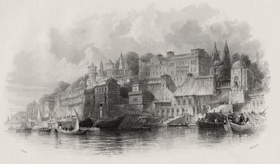 Benares, India, gegraveerd door A. Willmore (1814-88) door Thomas Allom